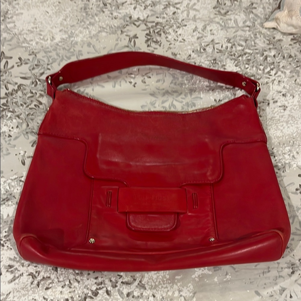 KATE SPADE NY / RED SAVONA LEATHER WOMENS FRONT FLAP SADDLE BAG